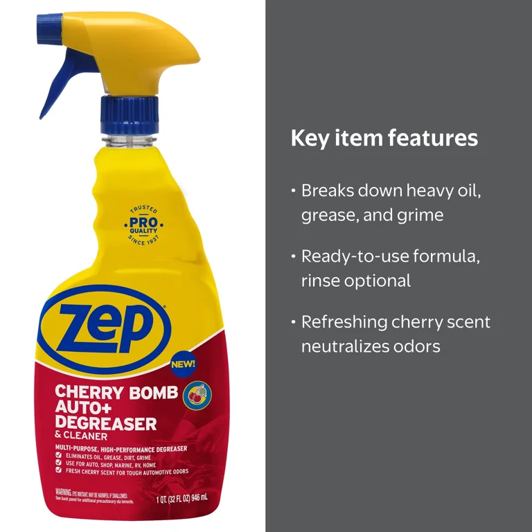 Zep, Cherry Bomb Auto+ Degreaser & Cleaner, 32 oz, Multi-Surface