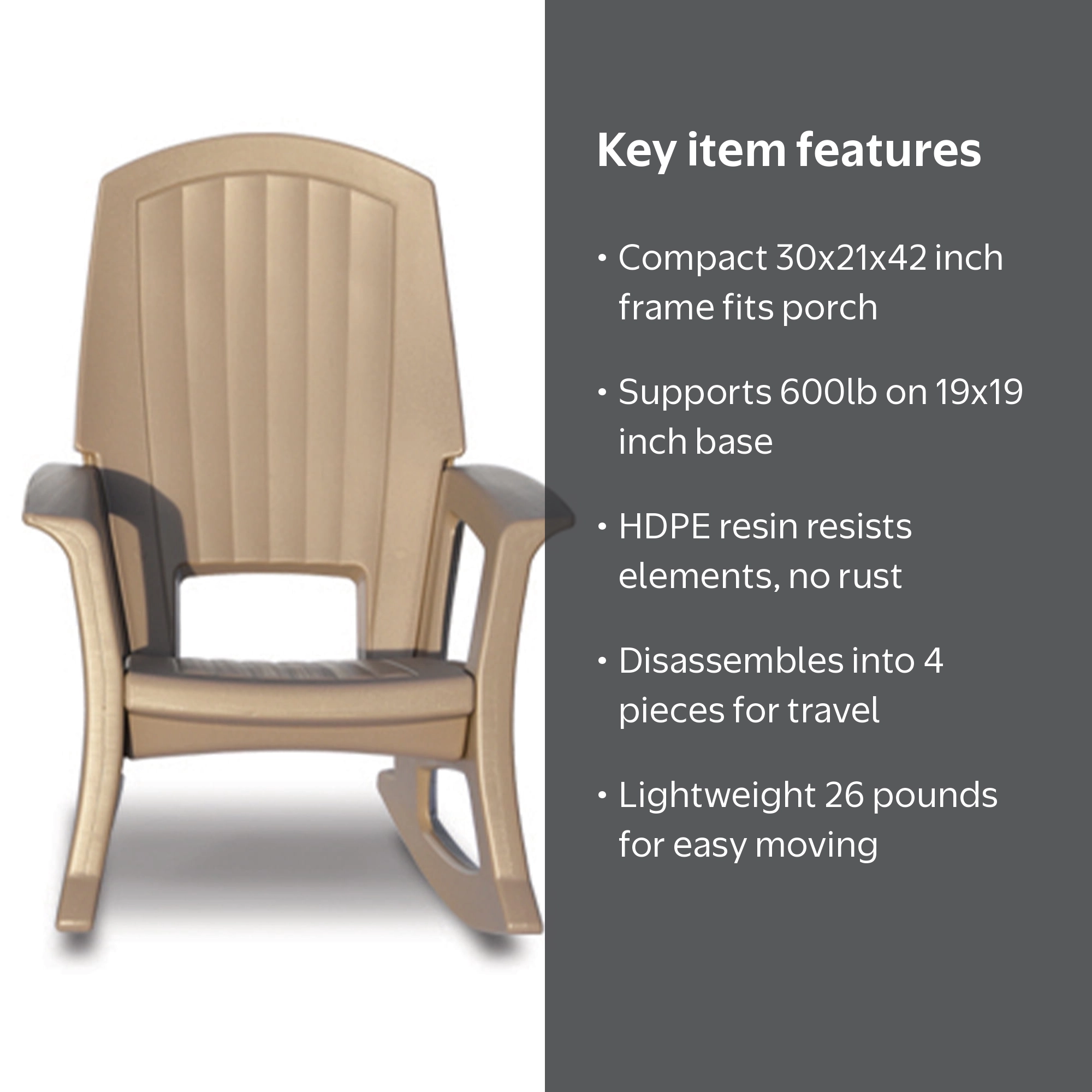 Semco, All-Weather Porch Rocker, Heavy Duty Resin Outdoor Rocking