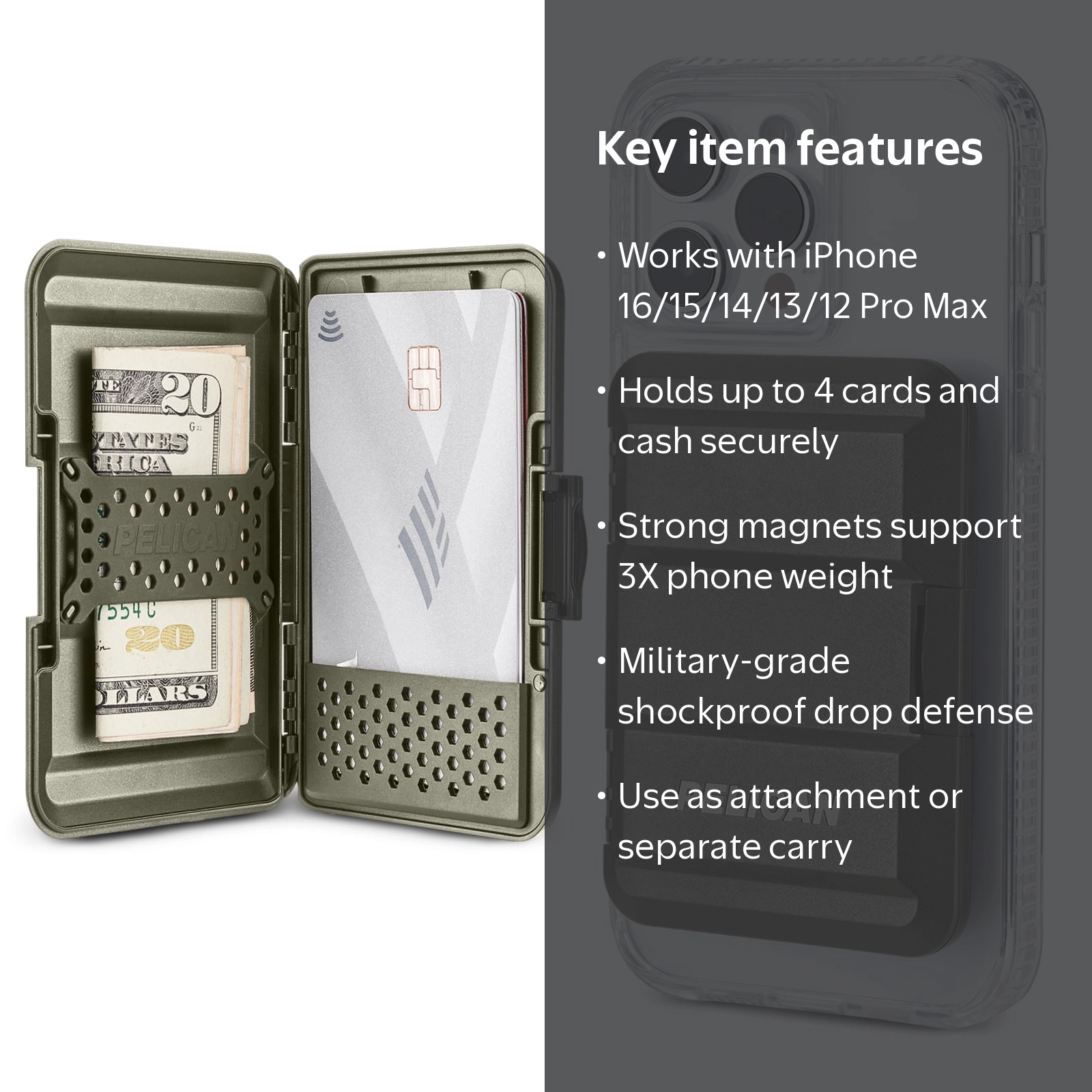 Pelican MagSafe Wallet for iPhone - Heavy Duty MIL-STD Snap-On