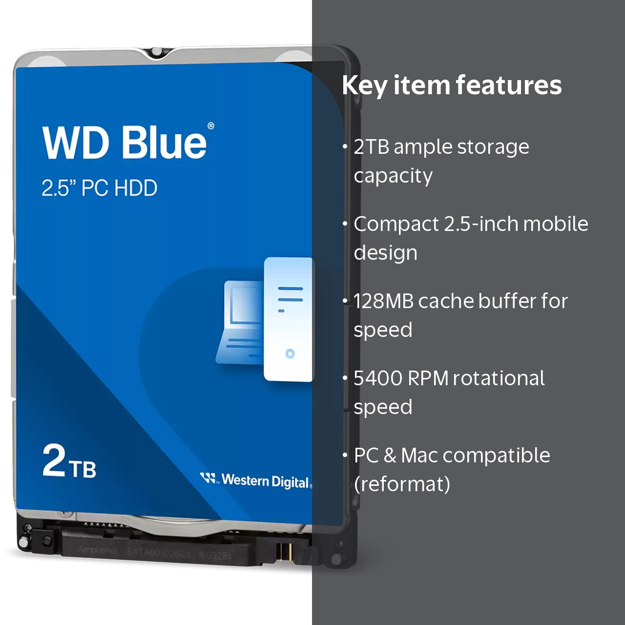 Western Digital 2TB WD Blue PC Mobile Hard Drive, 2.5