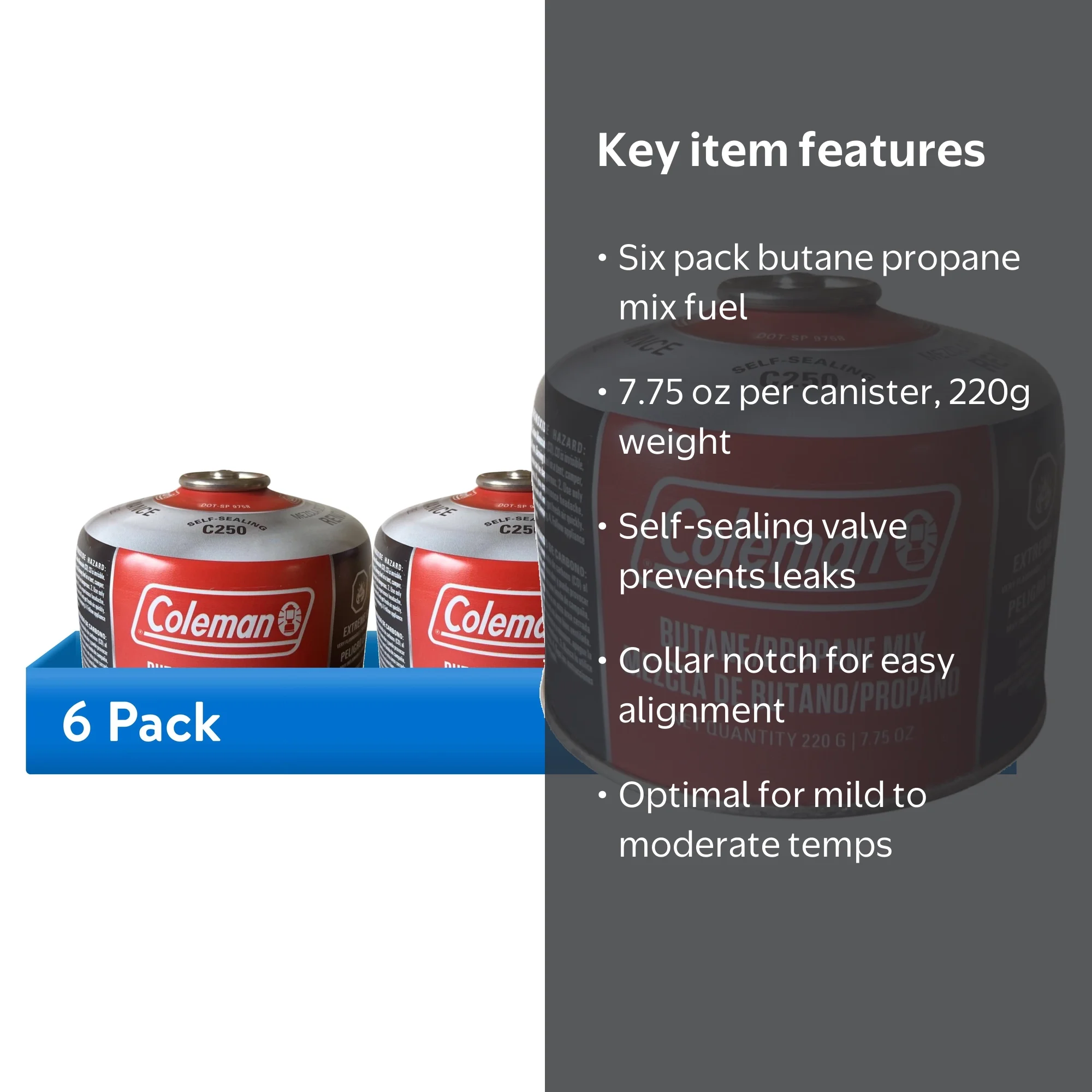 6 pack) Coleman Butane/Propane Mix Fuel 7.75oz - Walmart.com