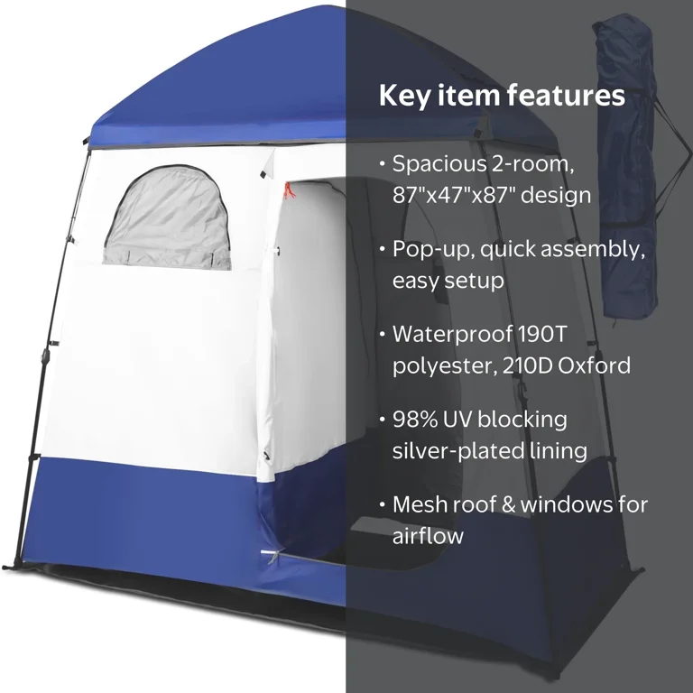 GVDV Double Room Instant Pop Up Camping Shower Tent, Lightweight