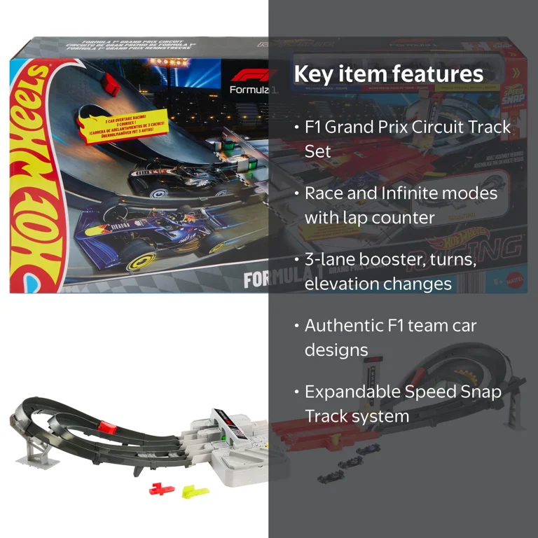 Hot Wheels Race Formula 1 Grand Prix Circuit Track Set with 3 1:64