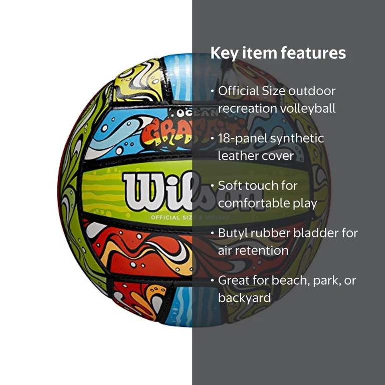 WILSON Ocean Graffiti Outdoor Recreation Volleyball - Official