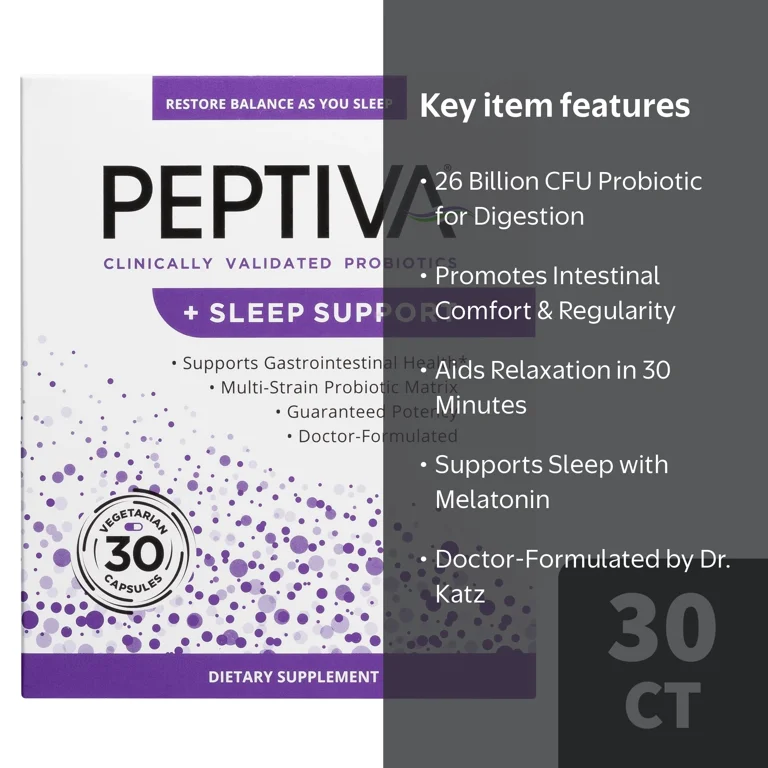 Free Shipping! Peptiva Probiotic and Sleep Support, 26 Billion CFU