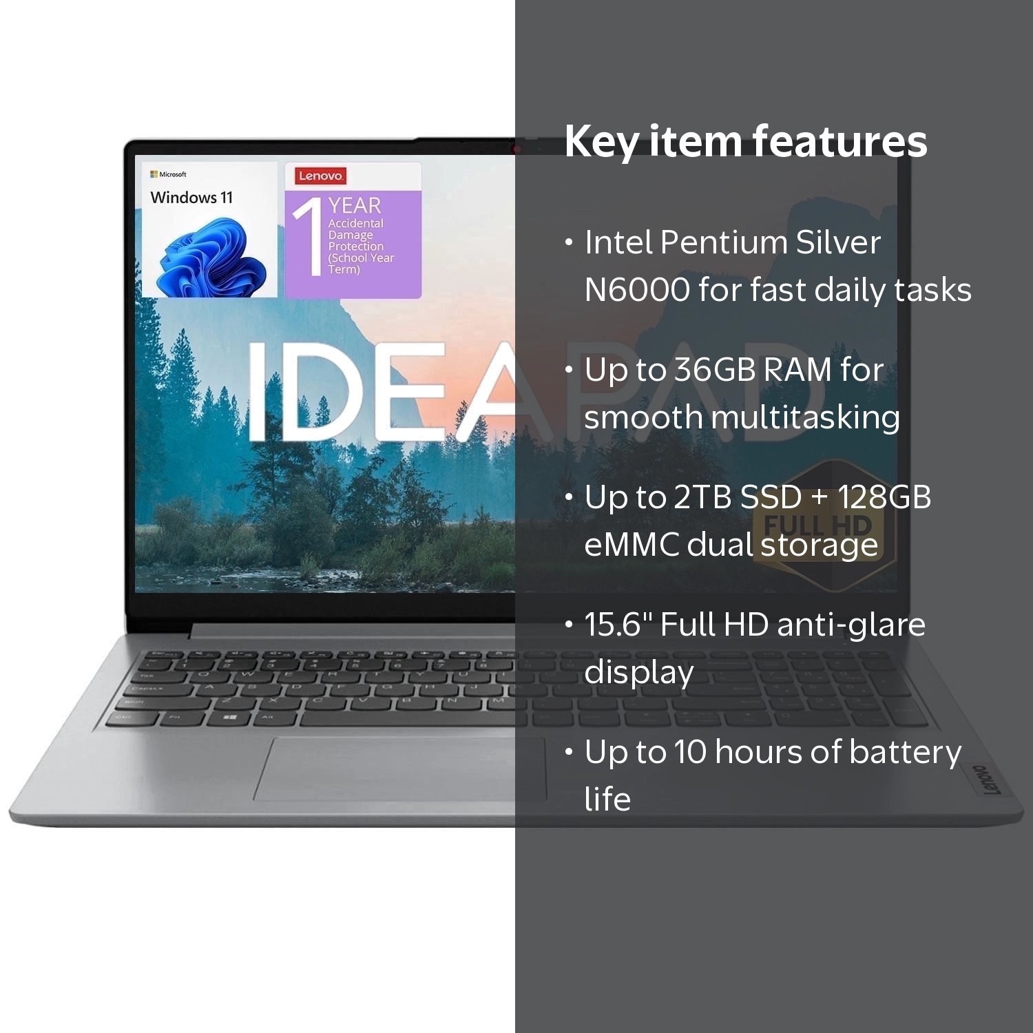 Lenovo IdeaPad 2025 15.6” FHD Laptop, Intel 4-Core CPU, 8GB RAM