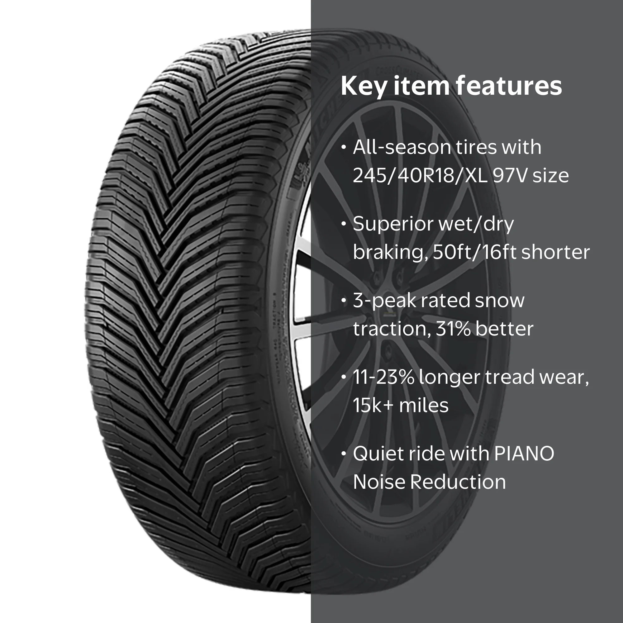 Michelin CrossClimate2 All-Season Tire, 245/40R18/XL 97V