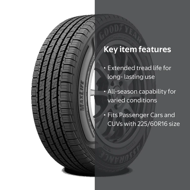 Goodyear Assurance Maxlife 225/60R16 98H All-Season Tire, Durable