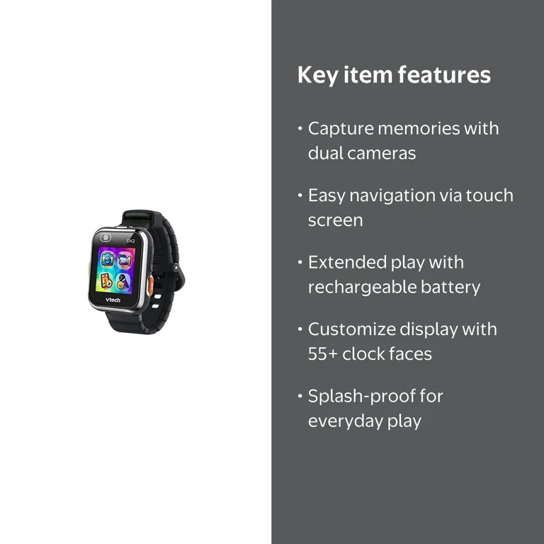 VTech, Kidizoom Smartwatch DX2, Black, Touch Screen with Dual
