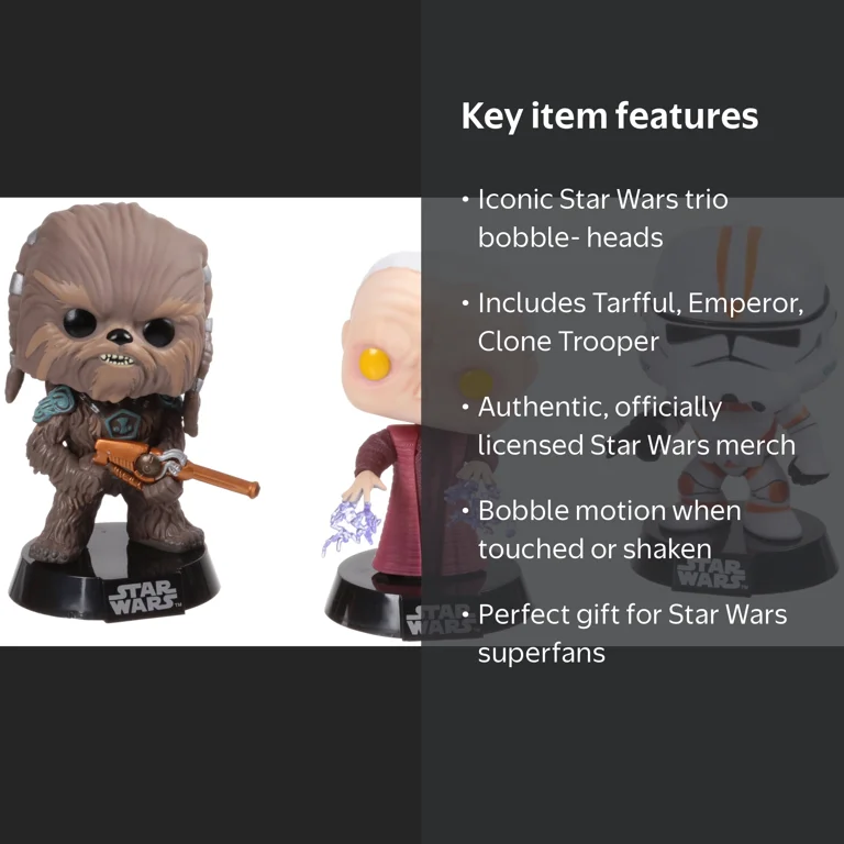 Funko Vinyl Bobble-Heads 3pk Star Wars Tarfful, Emperor, Clone