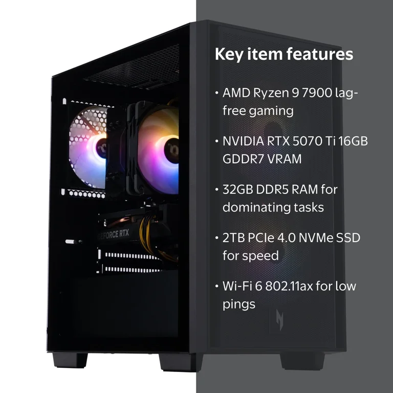 Acer Nitro 60 N60-181-UR26 Gaming Desktop, AMD Ryzen 9 7900