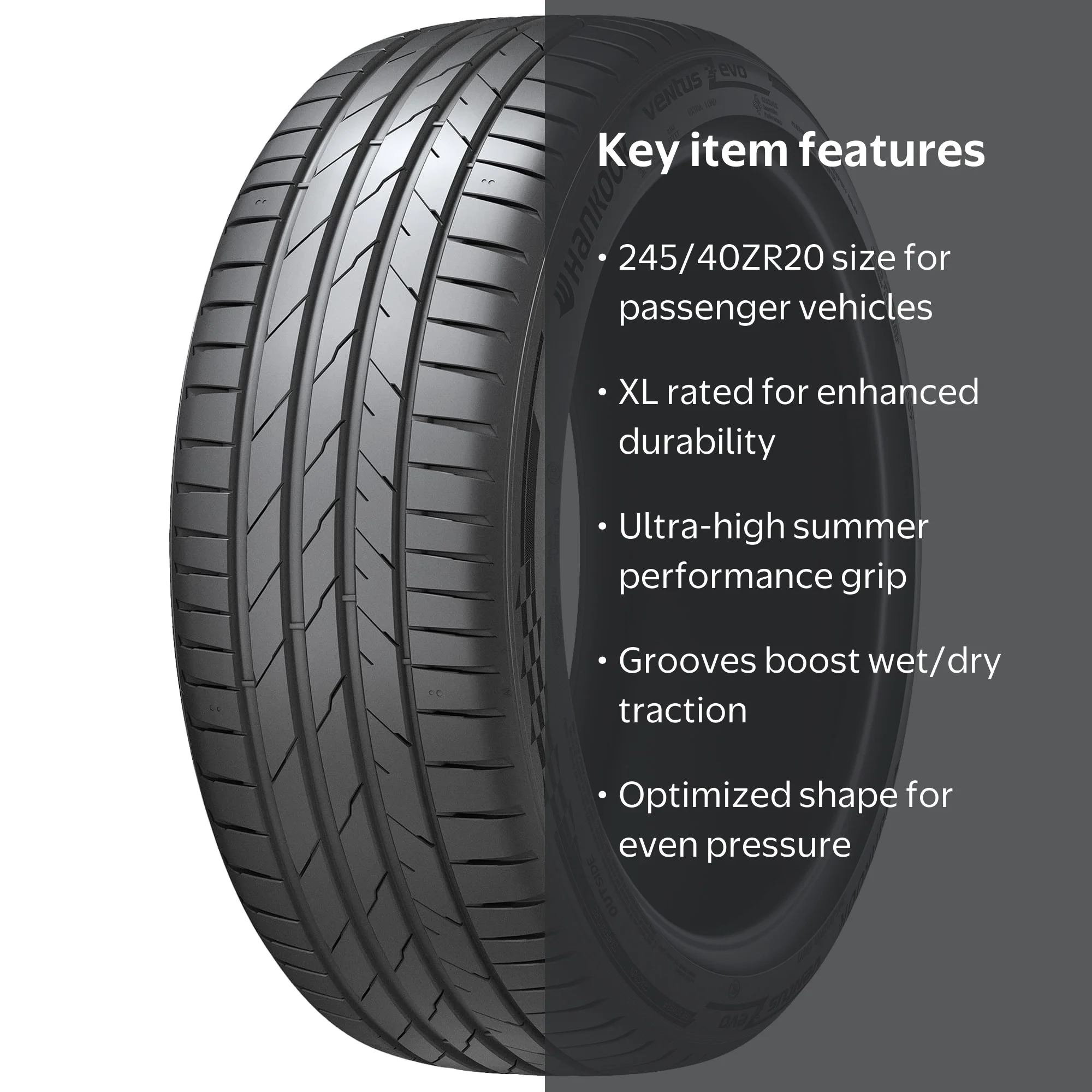 Hankook Ventus evo 245/45ZR18 新品2本（屋内保管） Hankook Ventus evo (K137) 245/40ZR20 (99Y) XL Performance tire for