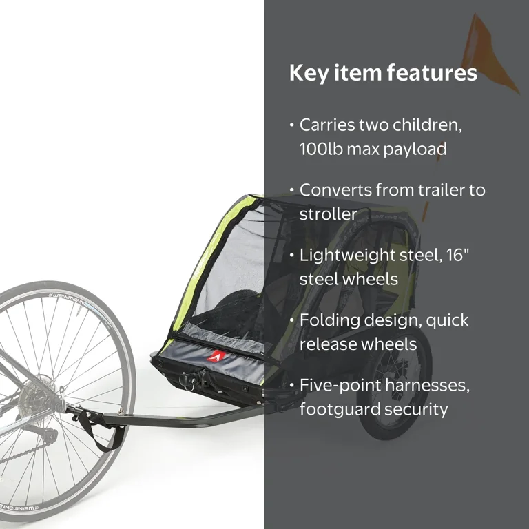 Allen Sports Deluxe 2-Child Bicycle Trailer & Stroller, AS2