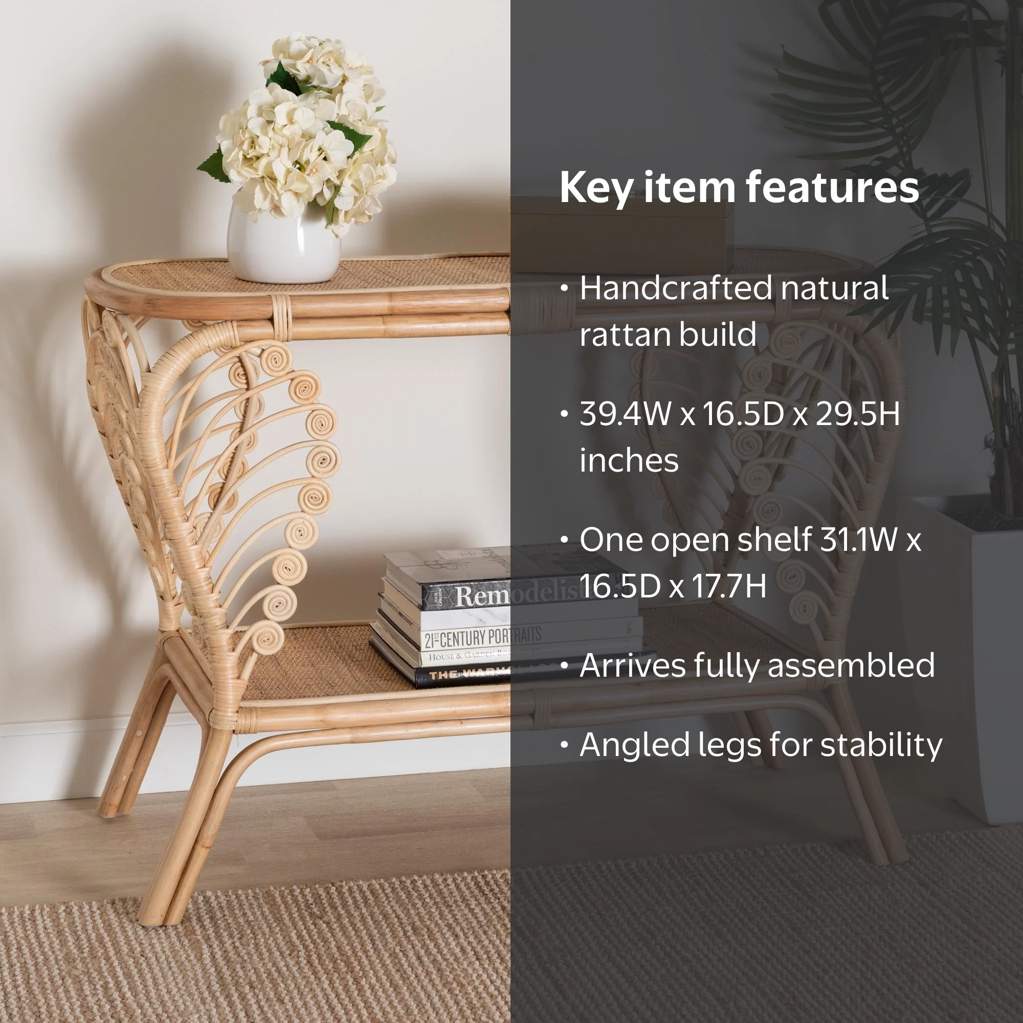 【レア】編み込みラタン製 console table　ヴィンテージ　海外 Bastet Rattan BOHO Console Table - Natural Rattan - Walmart.com