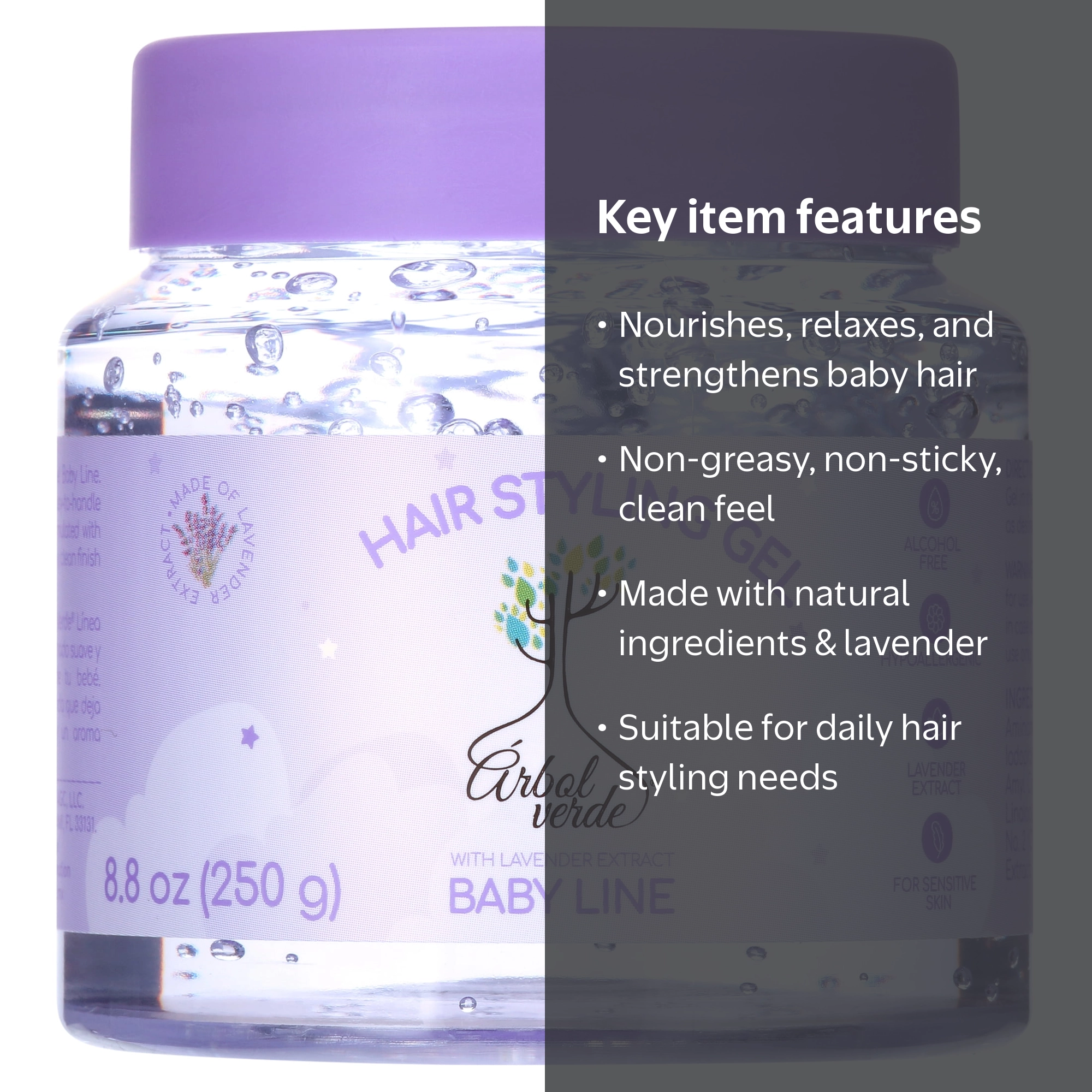 Arbol Verde Natural Hair Styling Gel, Lavender, 8.8 oz - Walmart.com