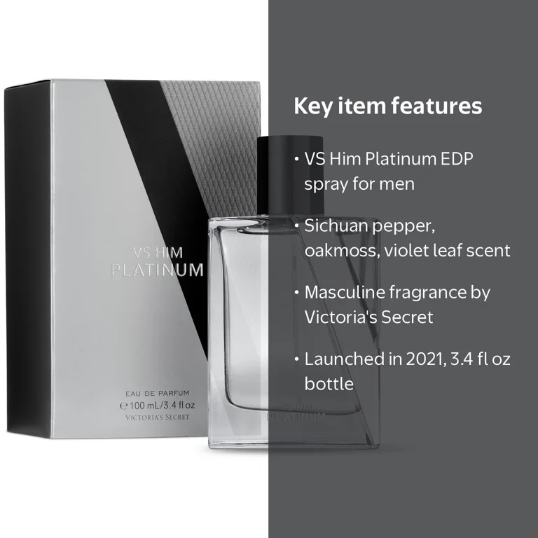 VS HIM PLATINUM オードパルファム 100ml Victoria's Secret, Men's Cologne, VS Him Platinum, 3.4 fl oz
