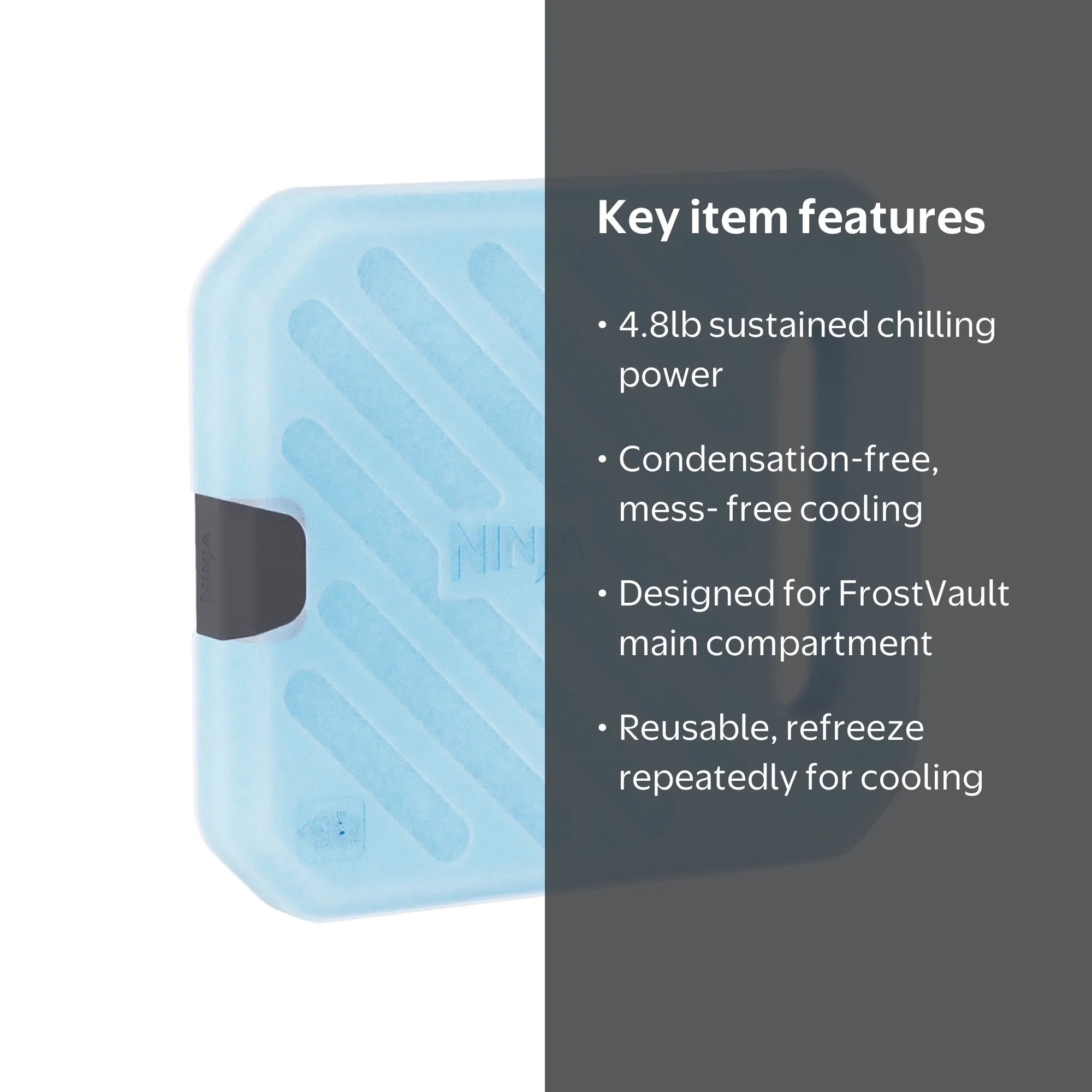 Ninja FrostVault™ 4.8lb. Ice Pack, Blue, Reusable, Fits Cooler