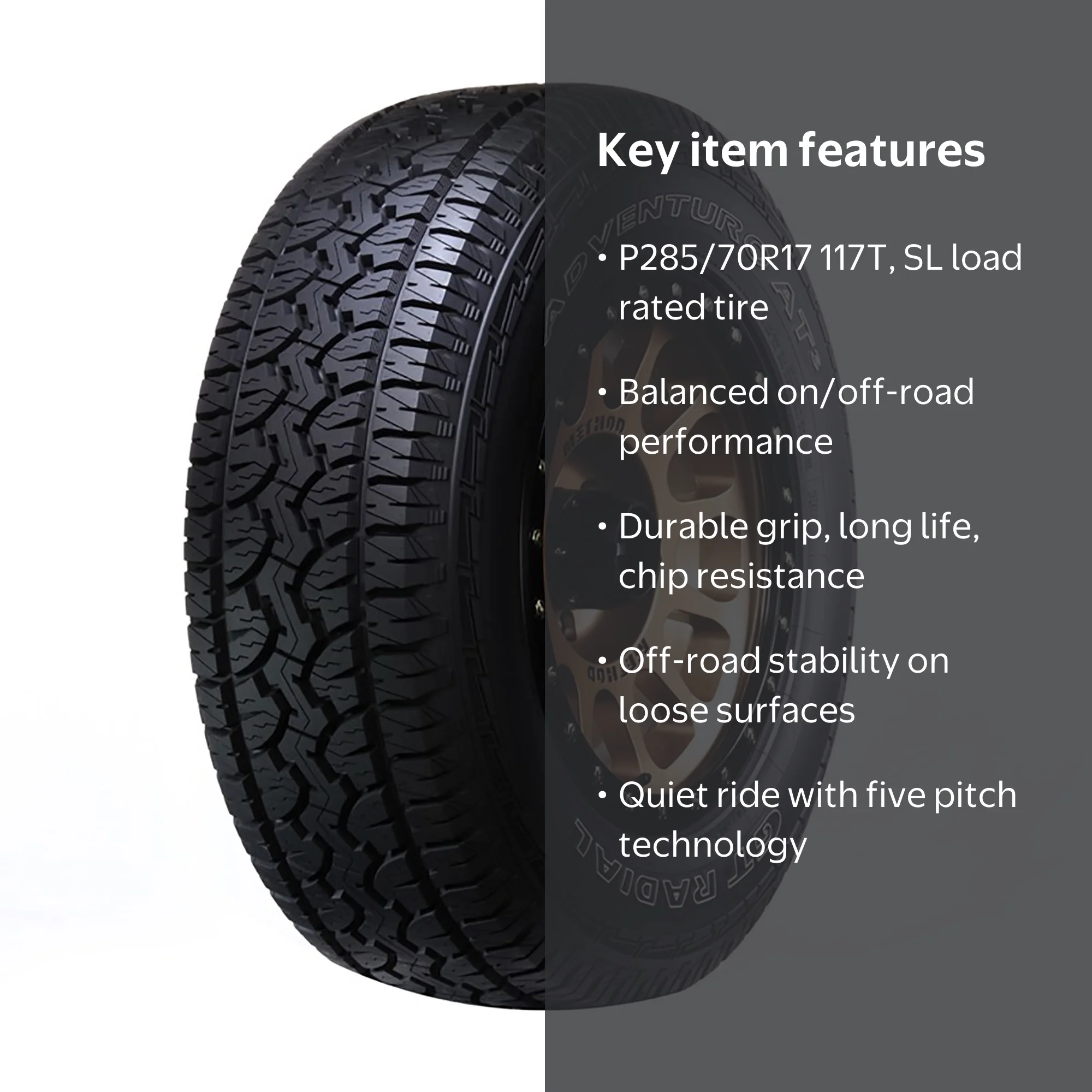 GT Radial Adventuro AT3 P285/70R17 117T All Terrain Light Truck
