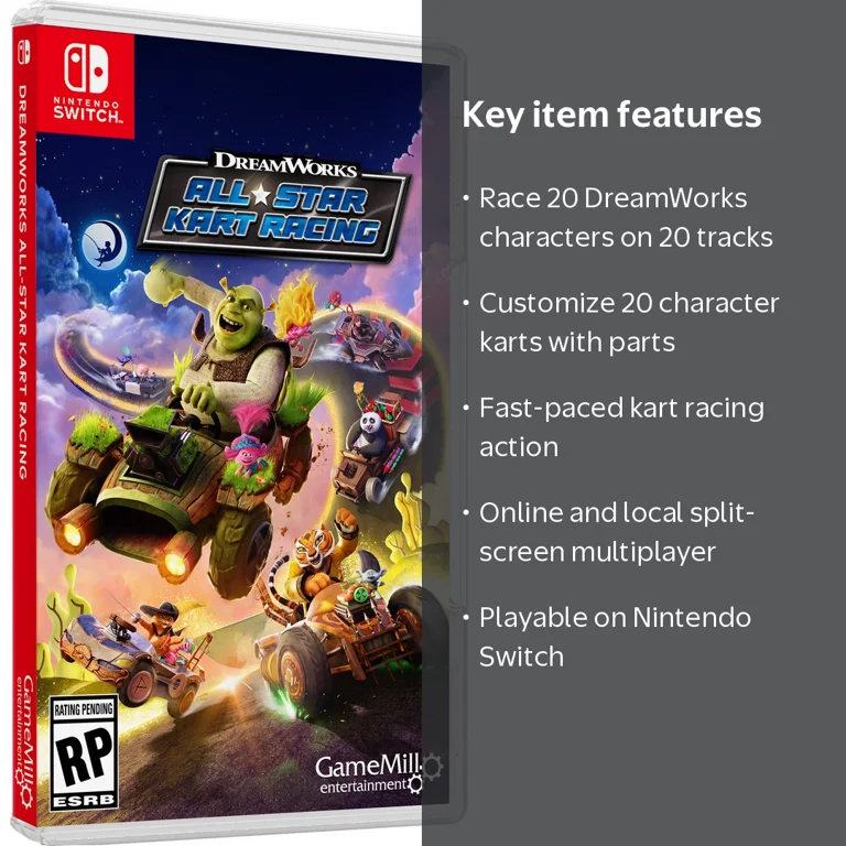 Nintendo Switch DreamWorks All-Star Kart Racing DreamWorks All-Star Kart Racing: Drift and Tricks Video Game for