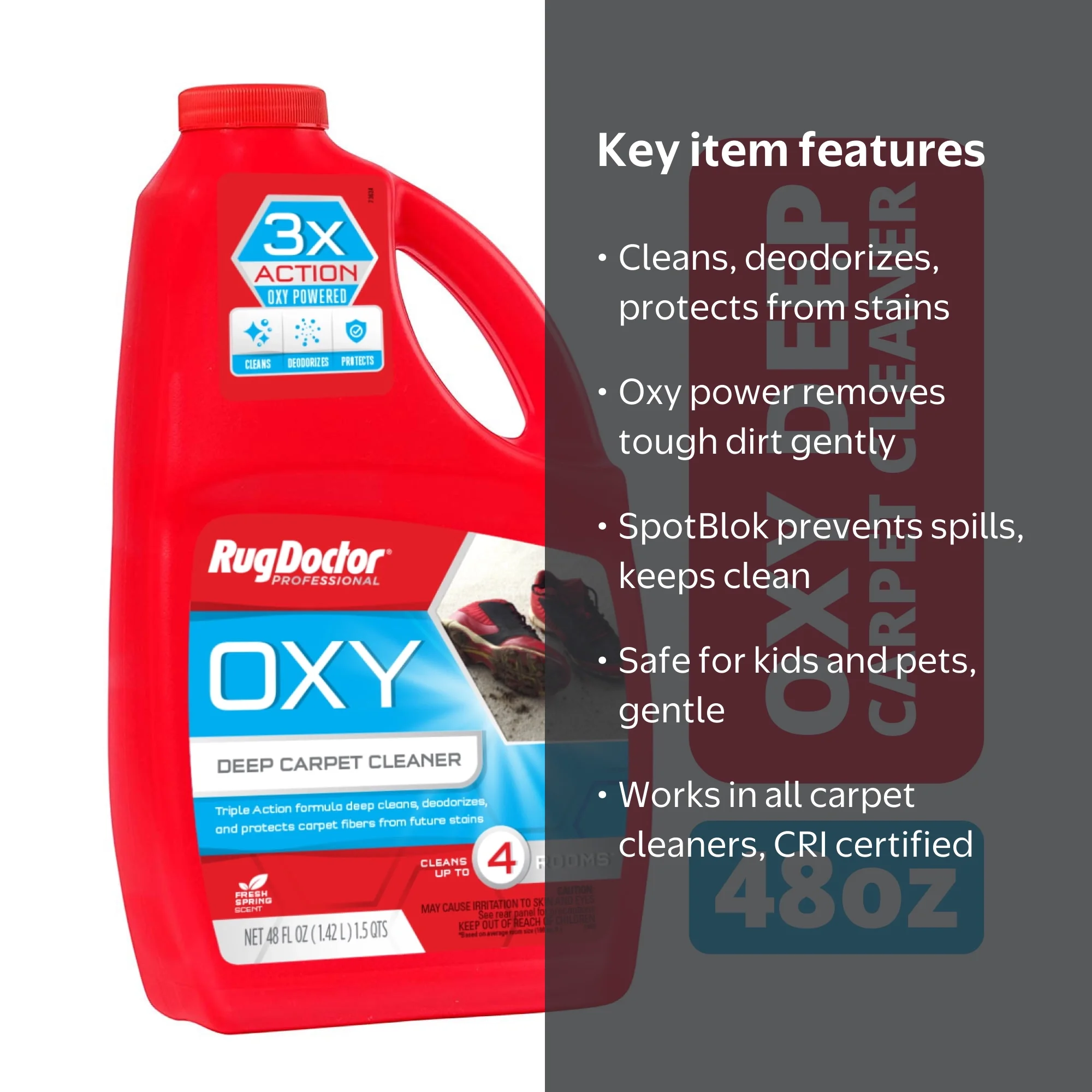 Rug Doctor Triple Action Oxy Deep Carpet Cleaning Solution, 48 oz