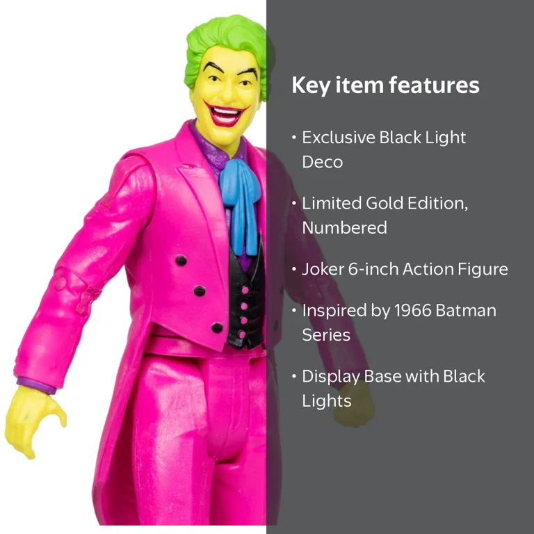 DC Batman 66 Joker Black Light Gold Label 6-In Figure EE Ex