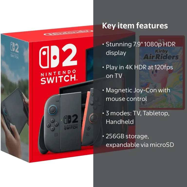 Nintendo Switch 2 Gaming Console with Kirby Air Riders Bundle