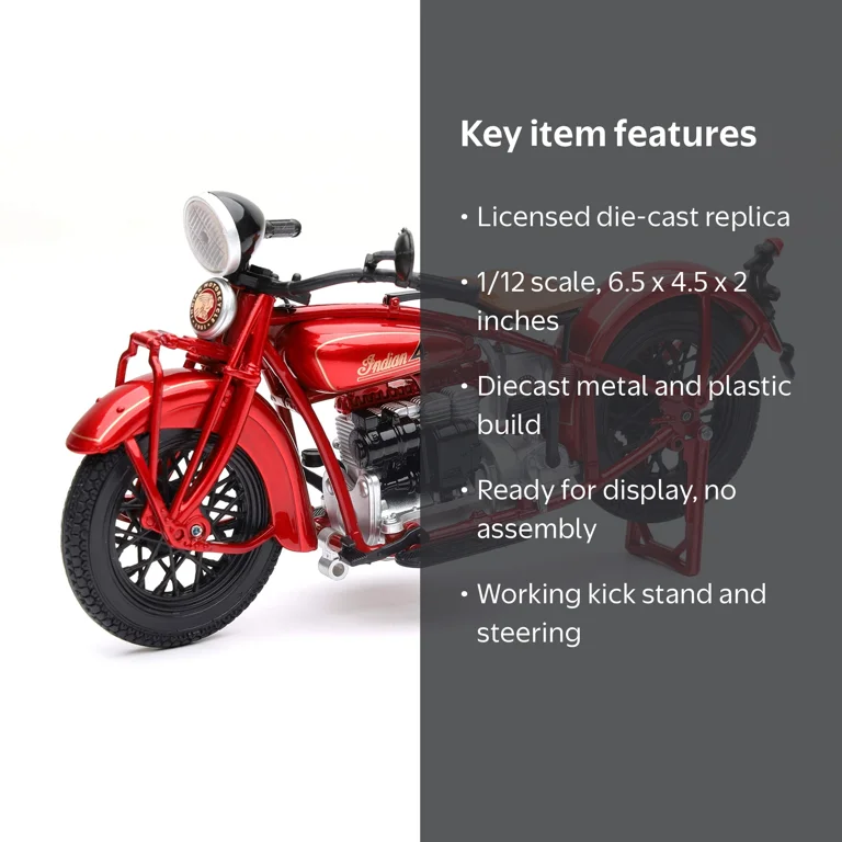 New Ray 1930 Indian 4 Red 1/12 Diecast Motorcycle Model 58223