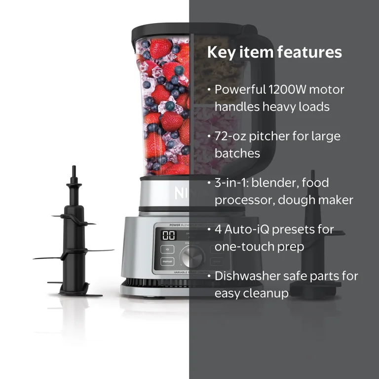 Ninja Foodi Power Blender & Processor, 3-in-1 72oz, 1200W, 4 Auto