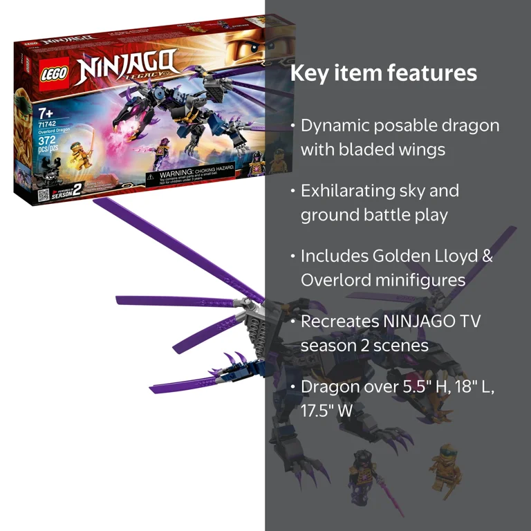 LEGO NINJAGO Legacy Overlord Dragon 71742 Ninja Building Toy with