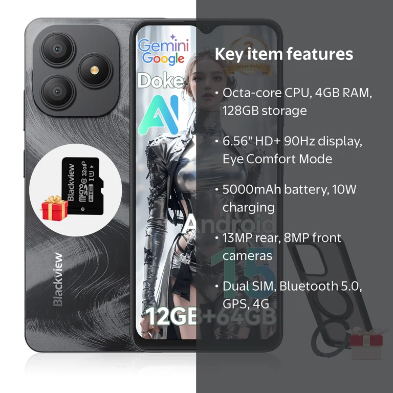 WAIVE 9C スマートフォン 本体 ブラック Blackview, WAVE 9C Smart Android Phone, 6.56