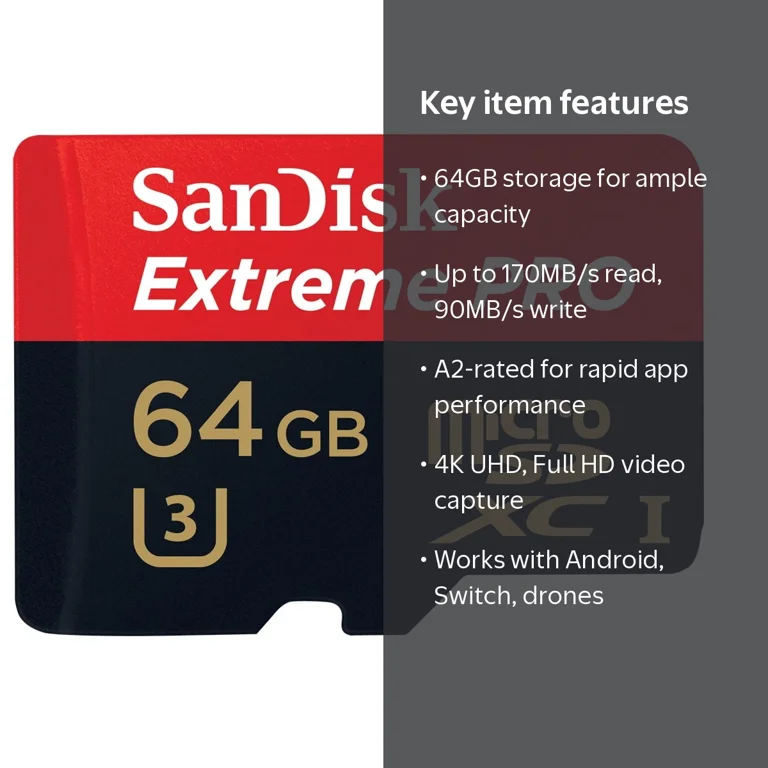 ニンテンドースイッチ a2 SanDisk Extreme Pro Memory Card Micro SDXC UHS-I U3 A2 V30 64GB