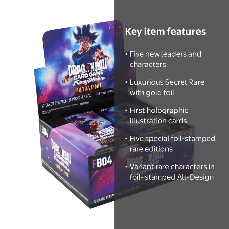 ultra limit booster box card list Dragon Ball Super TCG Fusion World FB04 Hive The set is designed to integrate seamlessly with both the physical tabletop game and the digital version via included serial codes Dragon Ball Fusion World Ultra