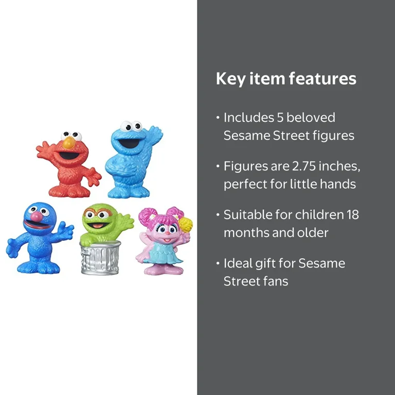 Sesame Street, Collector Pack of 5 Figures, includes Elmo, Cookie