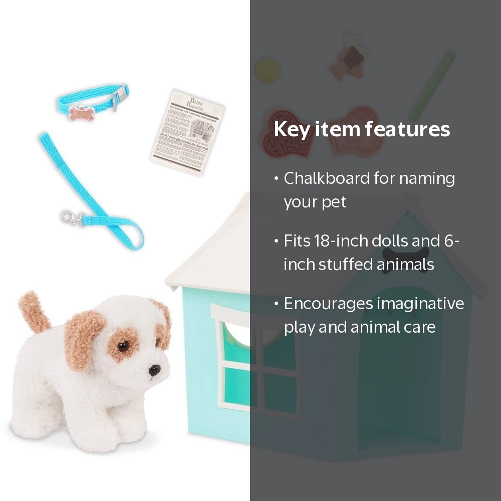 Our Generation Puppy Place Pet Dog Plush & Dog House Accessory Set