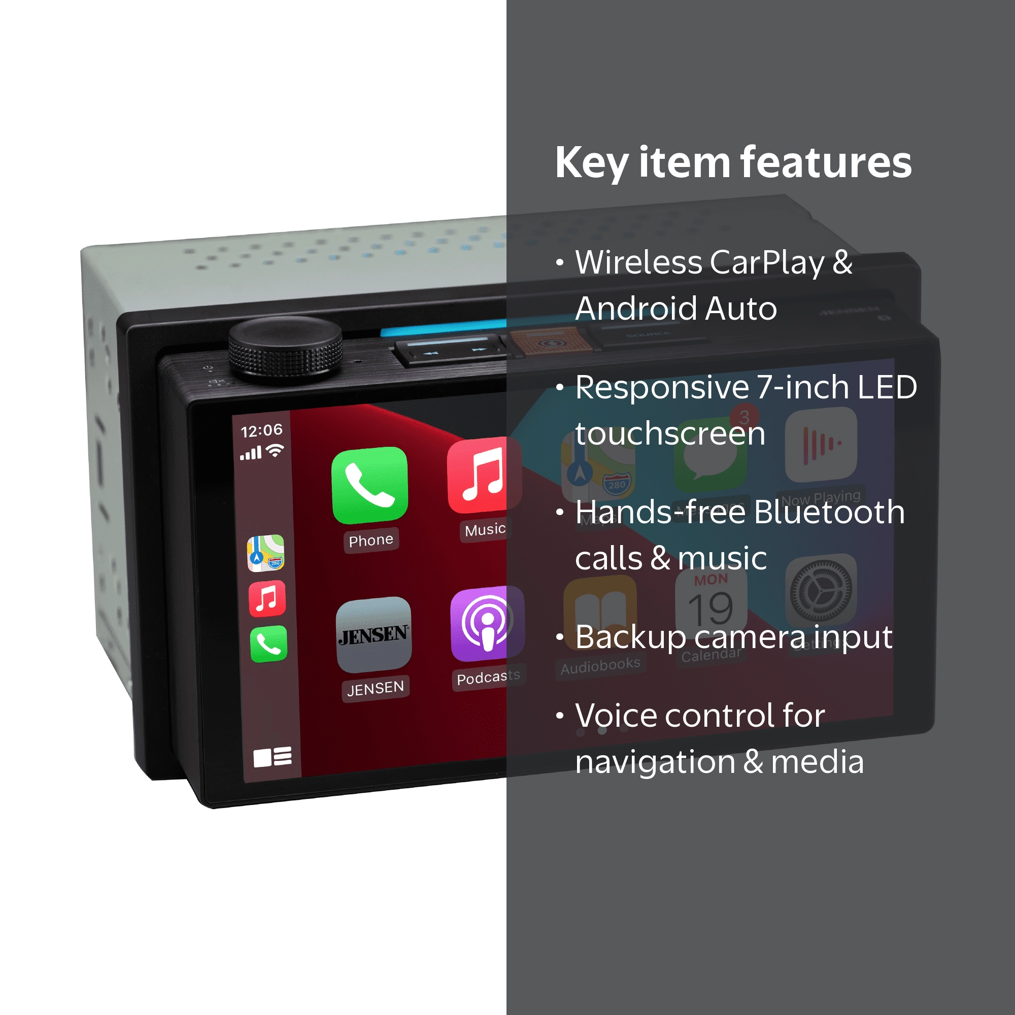 JENSEN J5UP7 7-inch Certified Wireless Apple Carplay Android Auto