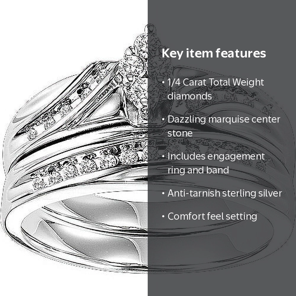 1/4 Carat T.W. Diamond Bridal Set in Sterling Silver - Walmart.com