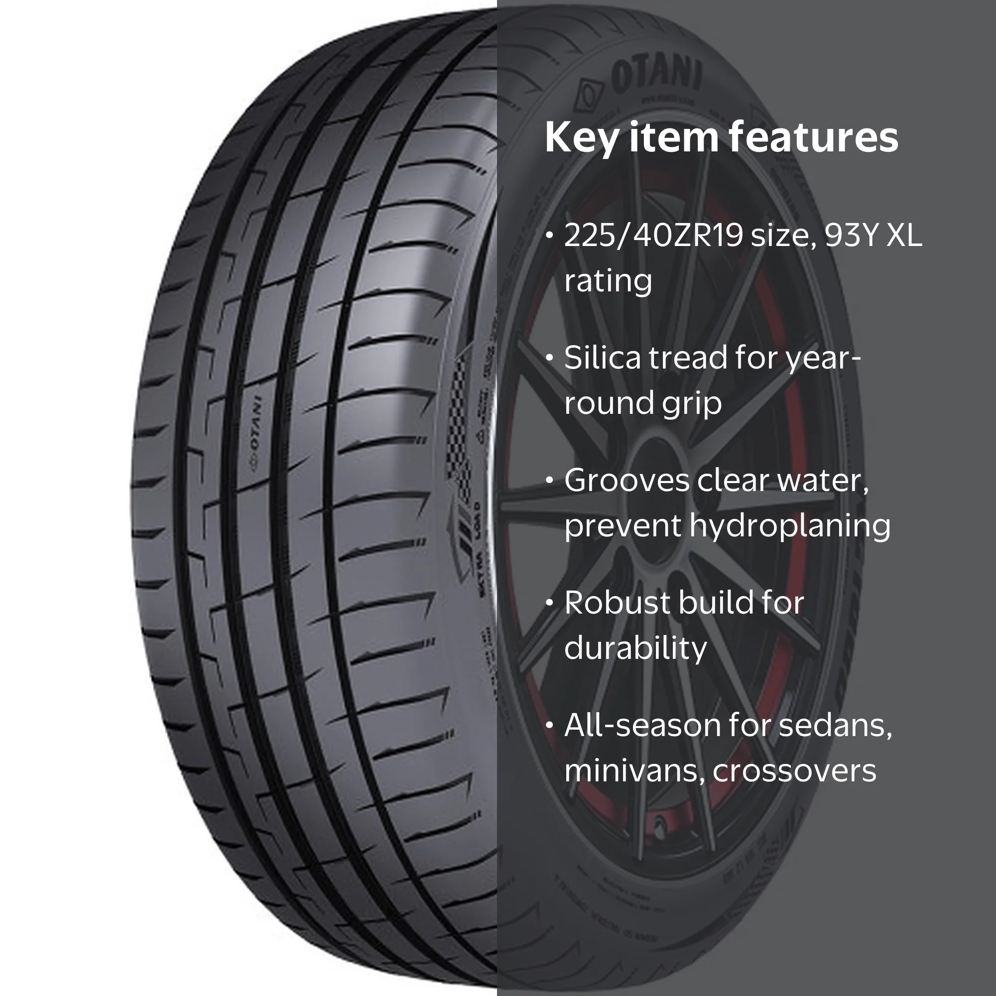 Otani KC1000 UHP Summer 225/40ZR19 93Y XL Passenger Tire - Walmart.com