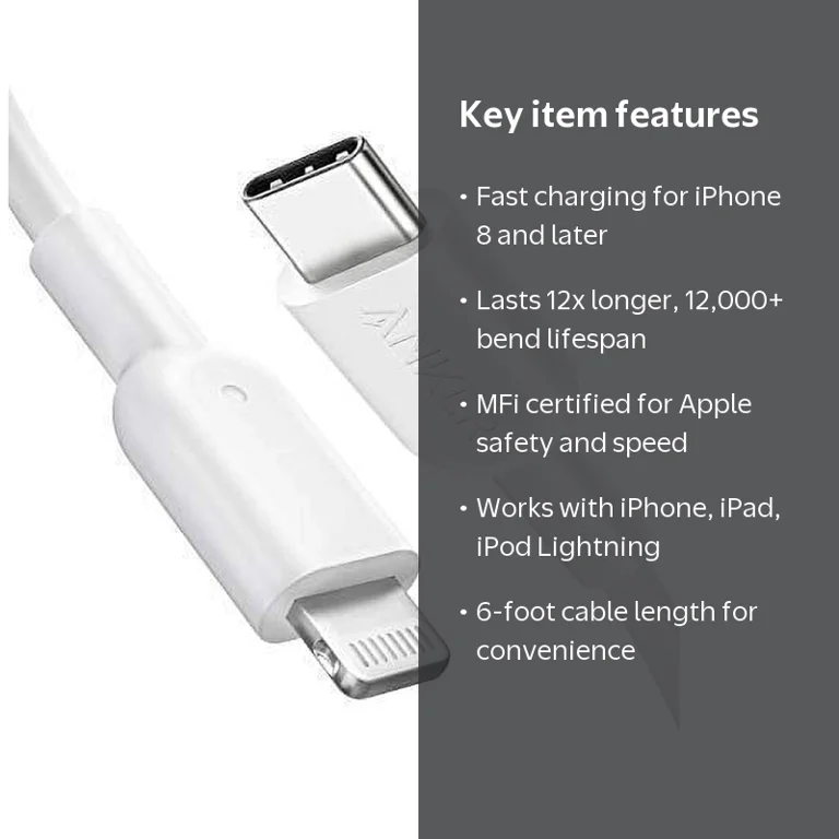 iPhone 11 Pro Max 本体　USB-A to Lightning Anker iPhone 11 Pro Charger, USB-C to Lightning Cable, 6ft MFi