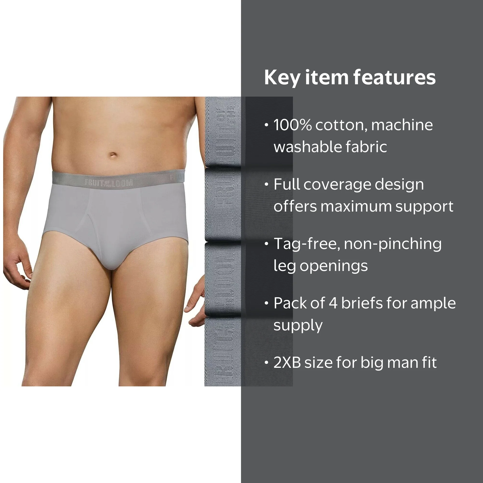 Fruit of the Loom Big Man Briefs Signature Full Coverage Cotton 4