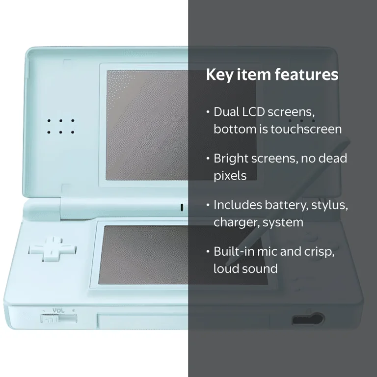 Nintendo DS Lite Ice Blue, Touchscreen, Microphone, Wi-Fi, Plays