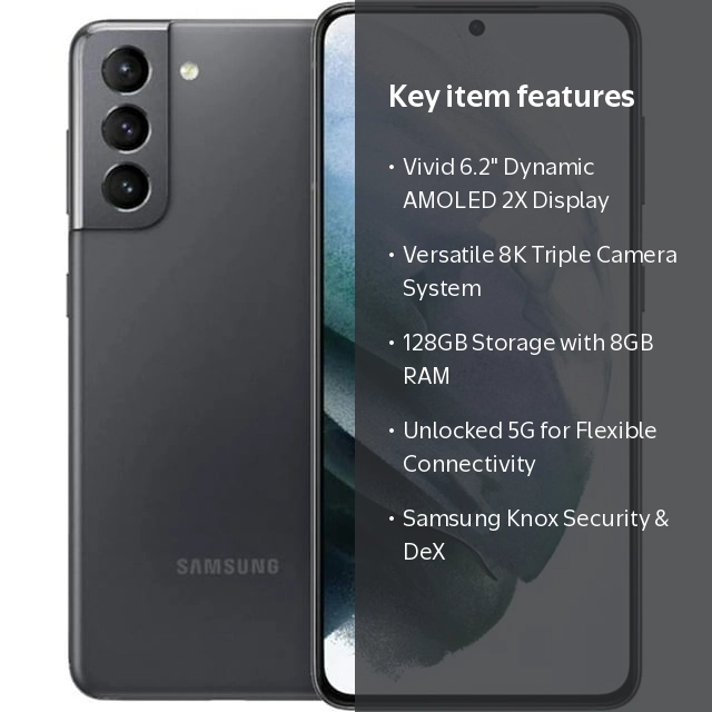 Samsung Galaxy S21 5G 128GB Unlocked Smartphone, Phantom Gray