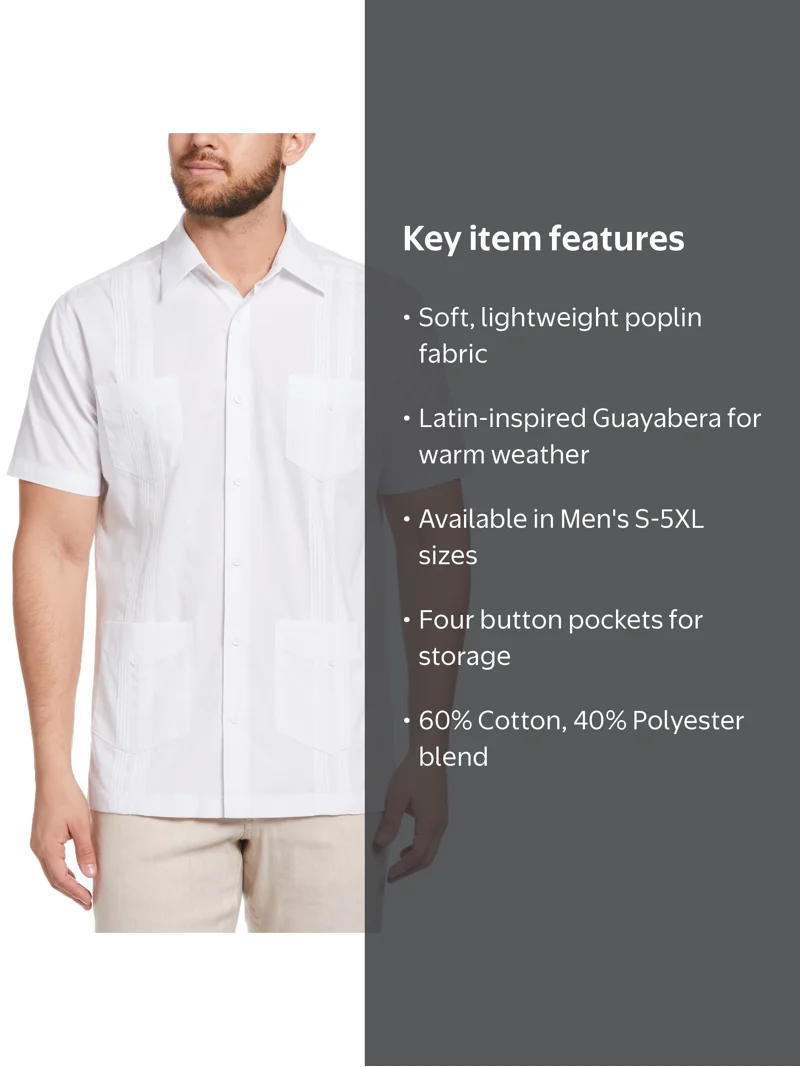 Cafe Luna Men's and Big Men's Cotton Blend Pintuck Short Sleeve