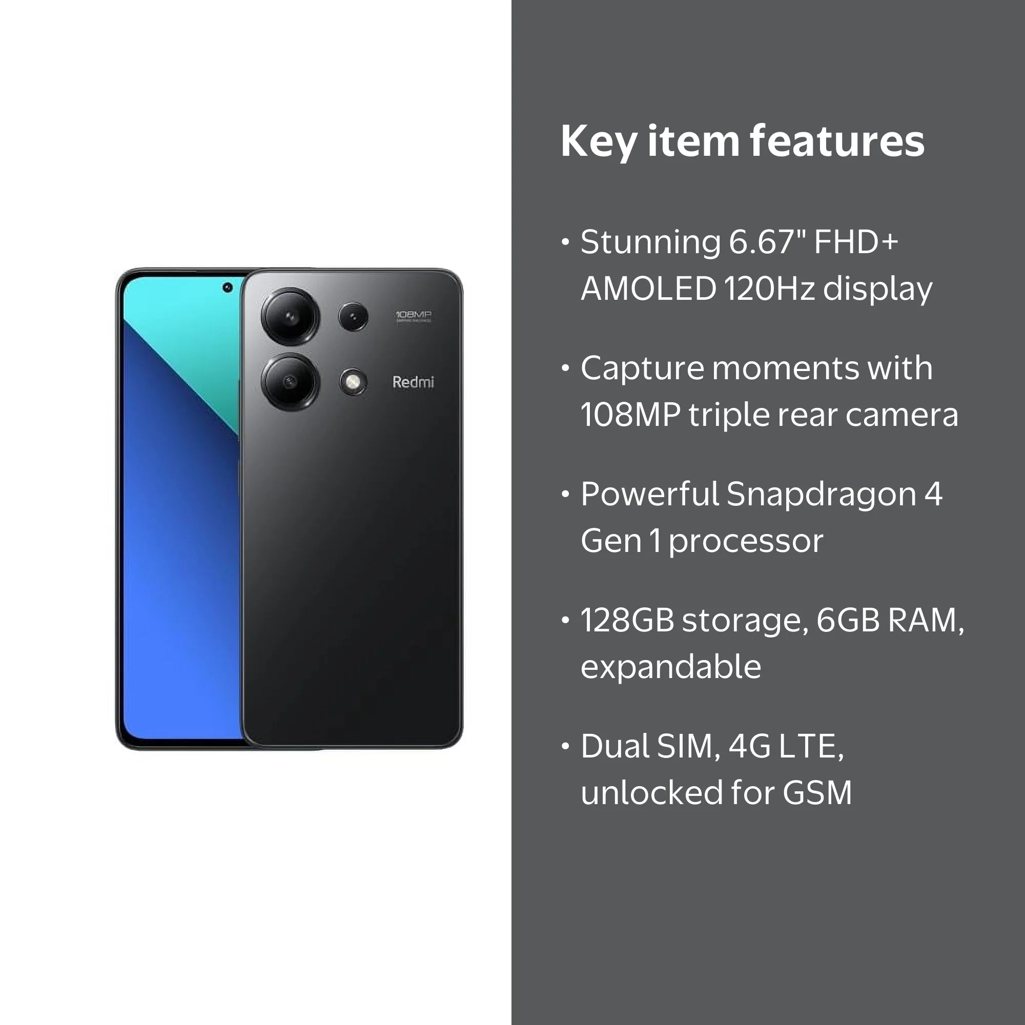 Xiaomi Redmi Note 13 4G LTE (128GB + 6GB) 6.67