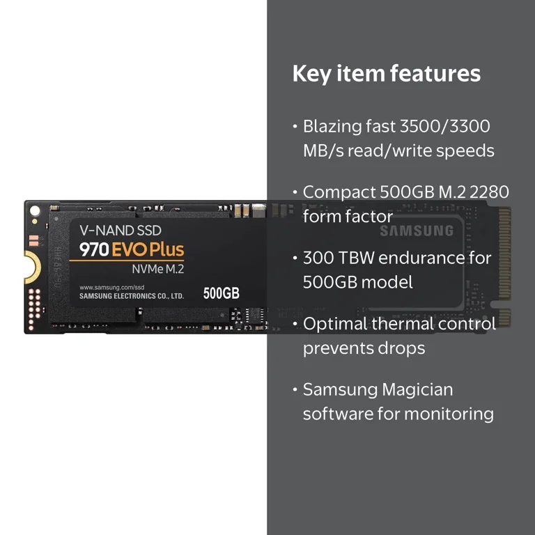 SAMSUNG 500GB Solid State Drive SSD 970 EVO Plus Series - PCIe