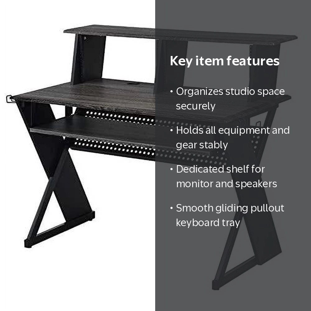 Acme Furniture Annette Black Music Studio Desk with Keyboard Tray