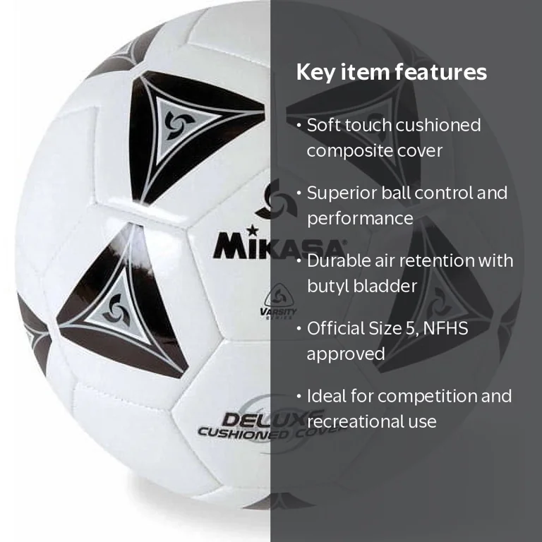 Mikasa, Soft Soccer Ball, Size 5, Black White, Regulation
