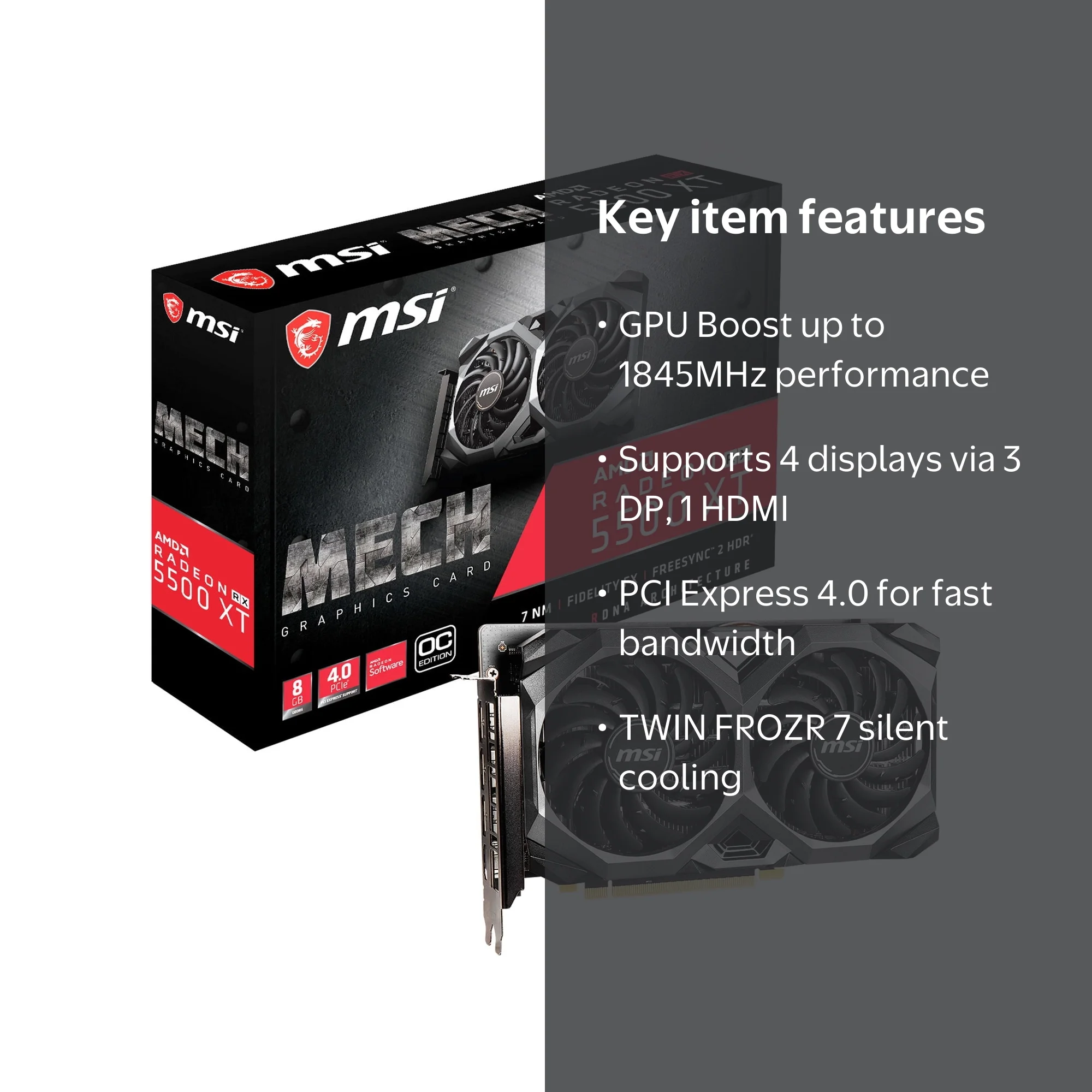 MSI Radeon RX 5500 XT MECH 8G OC Graphic Card - Walmart.com