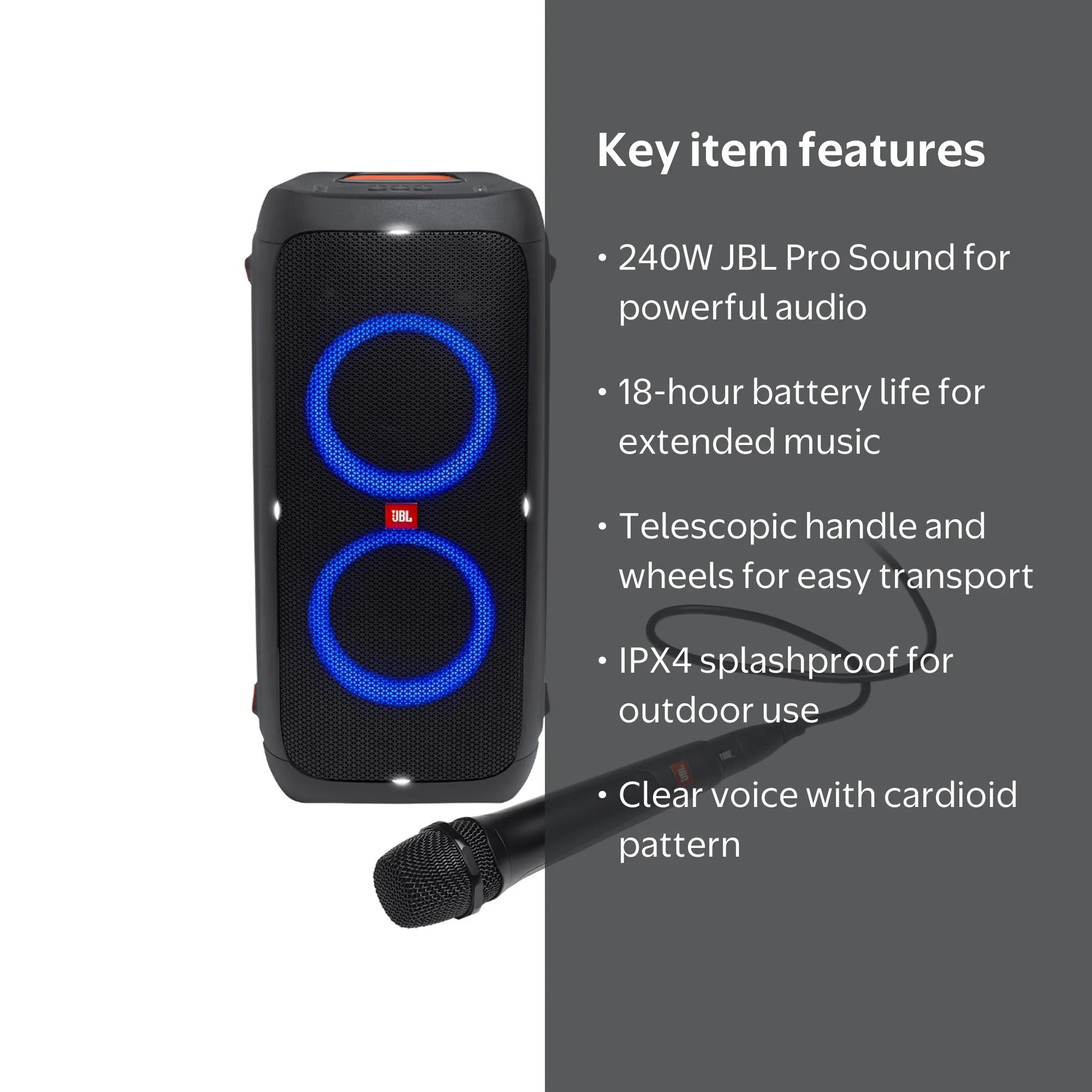 JBL PartyBox 310 Wireless Bluetooth Portable Speaker & JBL PBM100