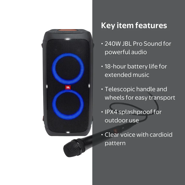 JBL PartyBox 310 Wireless Bluetooth Portable Speaker & JBL PBM100