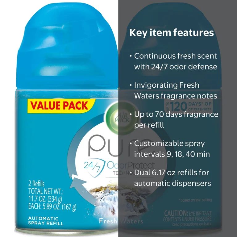 Air Wick, Freshmatic Air Freshener, 2 Refills, Fresh Waters, 6.17 oz